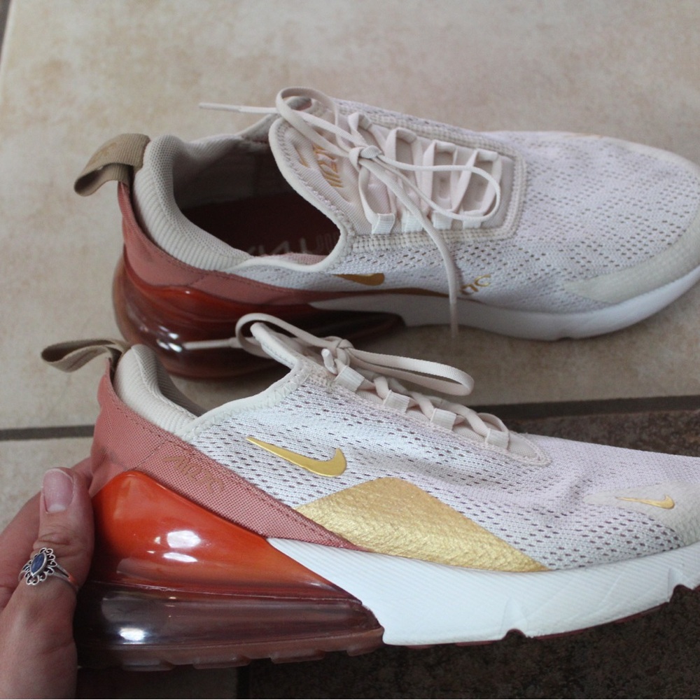 Nike Women's Air Max 270 in Cream and Gold